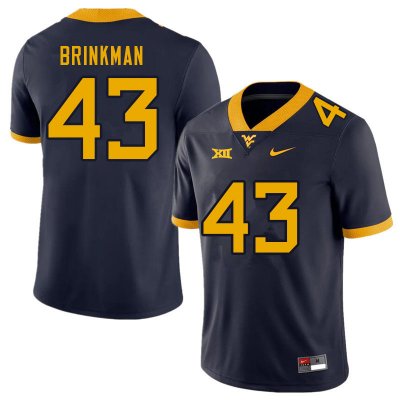 Men's West Virginia Mountaineers NCAA #43 Austin Brinkman Navy Authentic Nike Stitched College Football Jersey YL15J58VU